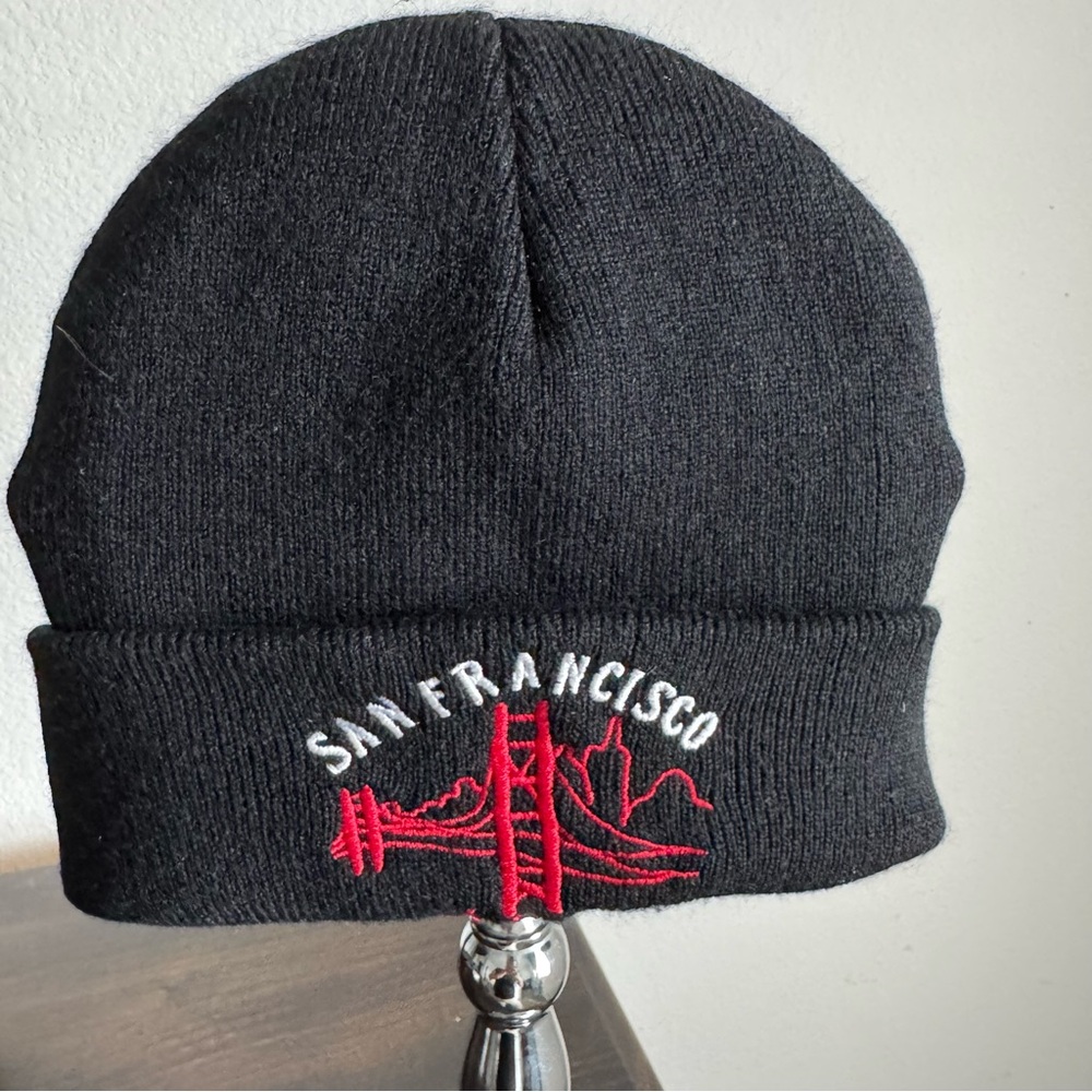 San Francisco Embroidered Black Beanie